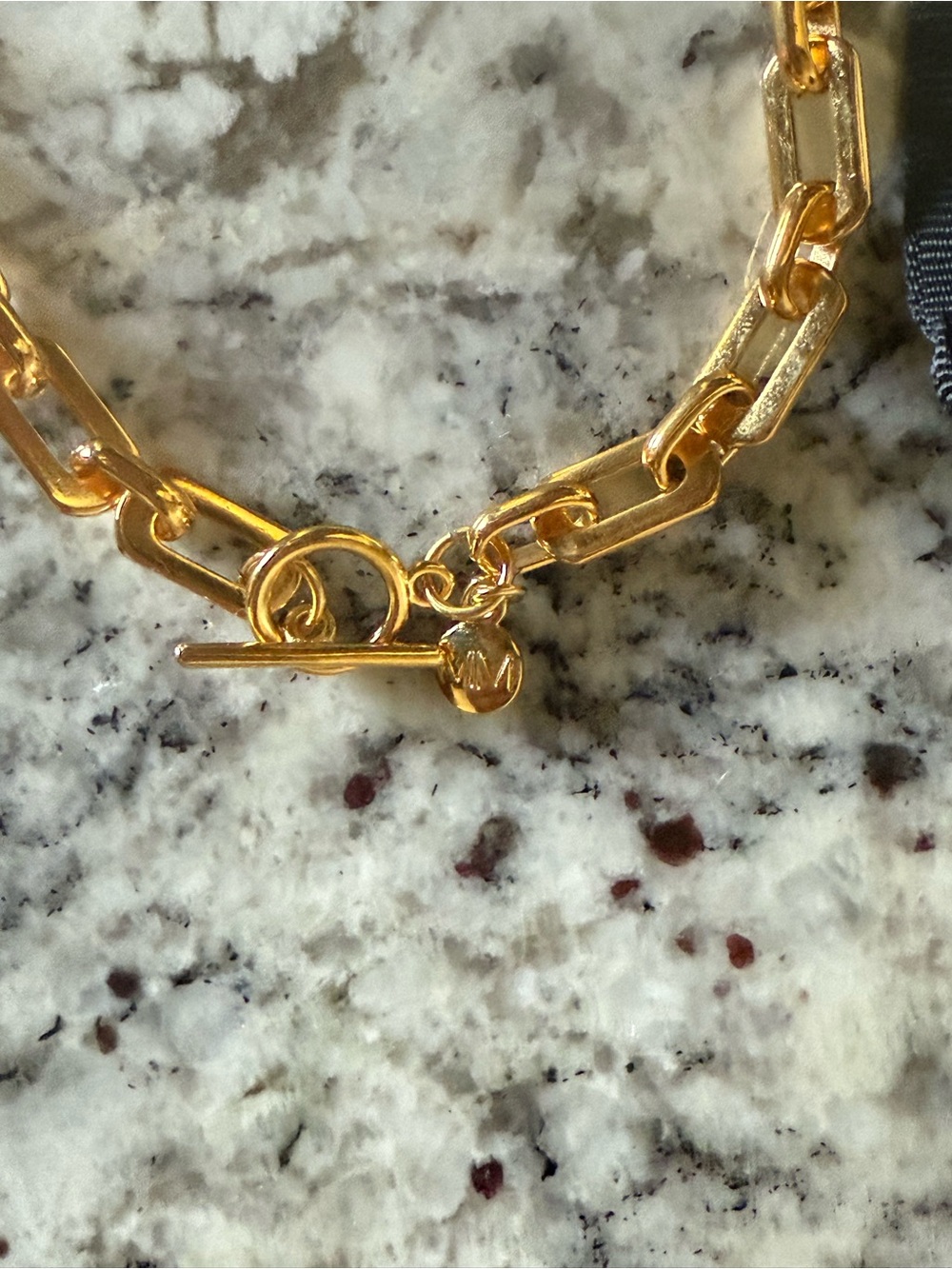 MAYAMAR 24K Gold Plated Chunky Flat Paperclip Link Toggle Necklace - Picture 2 of 5